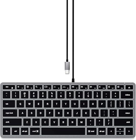 Satechi Slim W1 Wired Keyboard, Backlit Illuminated Keys, USB-C Connection