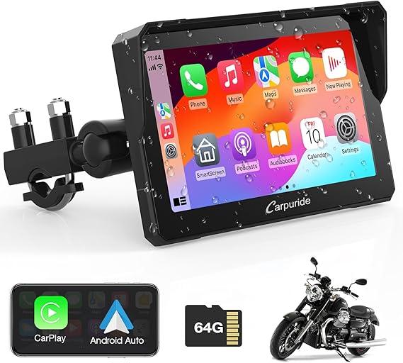 Carpuride W702 7" for Motorcycle Apple Carplay/Android Auto