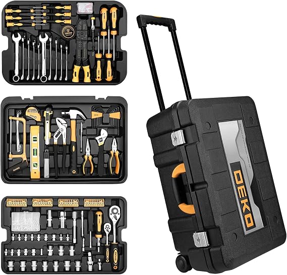 DEKO 258 Piece Home Tool Set, Home Tool Set, DIY Set, Work Tool Set, Furniture Assembly, Home Maintenance, Repair Tool Set, Convenient Carrying Suitcase