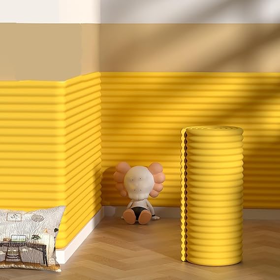 Wall Cushion Padding for Kids Autism, Widen 23.6 IN Padded Wall Panels Self-Adhesive, DIY Peel and Stick Headboard Panels, Anti-Collision Wall Padding, Upholstered Wall Panels(Yellow,23.6 IN/118 IN)