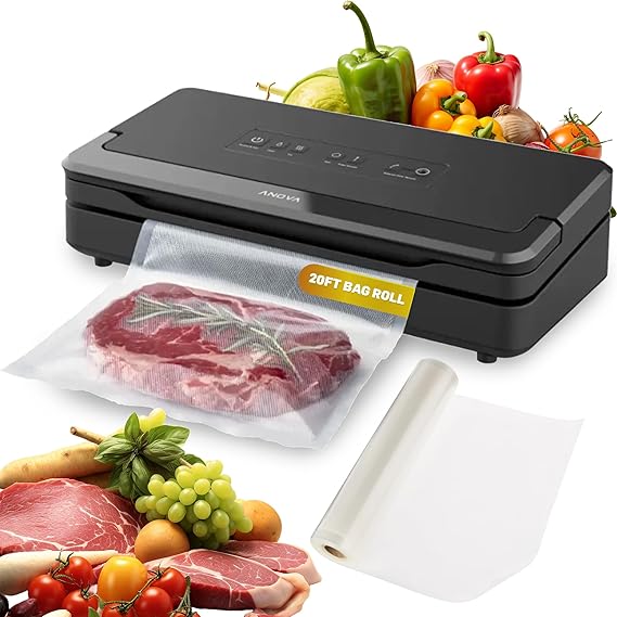 Anova Culinary Precision Vacuum Sealer Pro, Includes Large Bag Roll (19ft), Wet & Dry Dual Food Vacuum Sealer Machine for Sous Vide and Long-Term Storage,