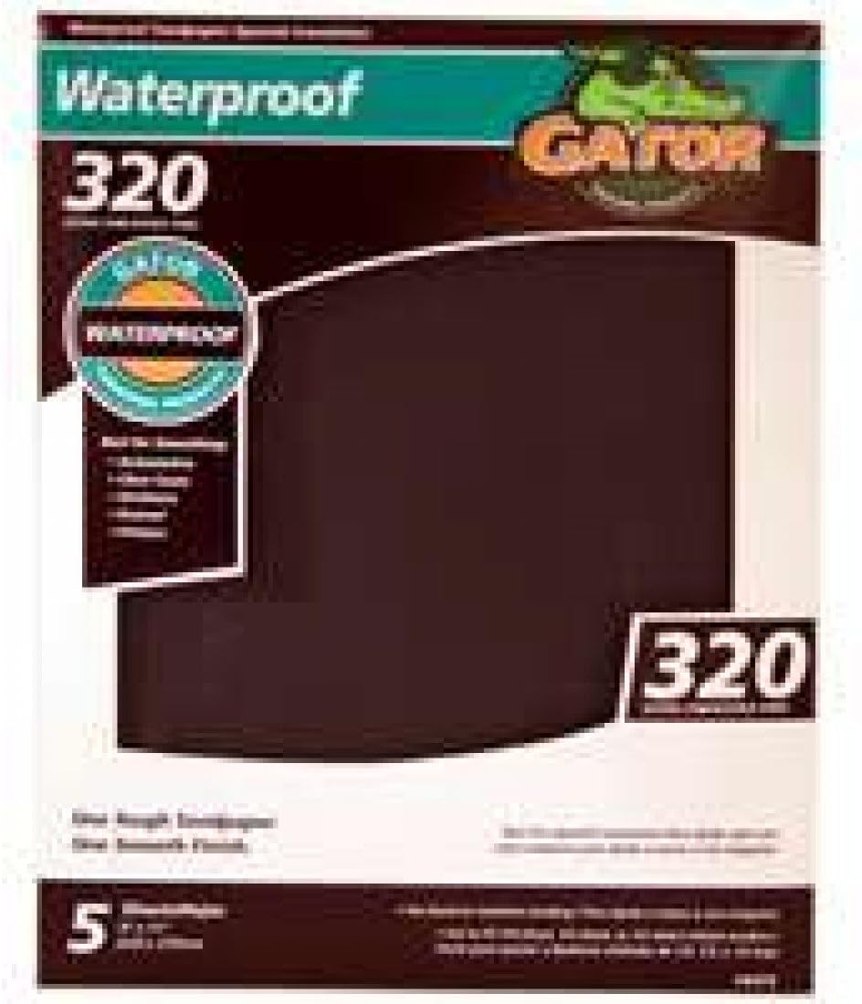 ALI INDUSTRIES 4473 320 Grit Sandpaper, 9-Inch x 11-Inch, 5 sheets/ pack
