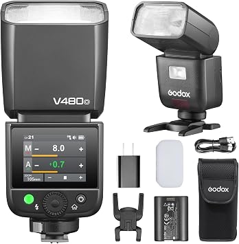 Godox V480O TTL Speedlite Flash for Olympus/Panasonic Cameras, GN50, 2.0" Touchscreen, HSS 1/8000s, 2.4G Wireless, USB-C Rechargeable, 650 Full-Power Flashes, Compatible with OM-1 OM-5 GH6 G95 GX9