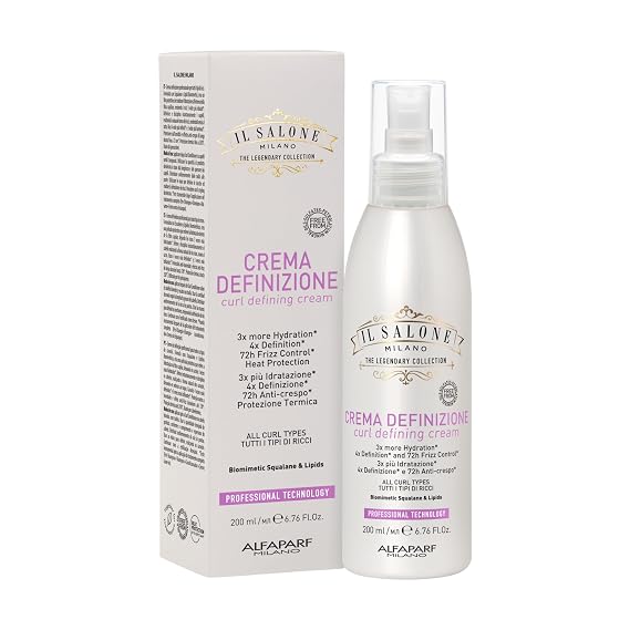 Il Salone Milano Professional Curl Defining Cream - Anti-Frizz, Anti-Humidity, Heat Protection - Adds Definition and Shine - For All Curl Types (6.76 fl oz / 200ml)