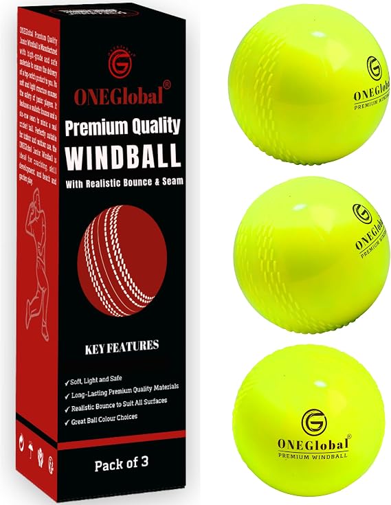 Premium Windball Soft Cricket Ball | Durable, Embossed Seam, True Bounce & Swing | Wind Ball Cricket Balls for Outdoor & Indoor Practice, Coaching, Garden & Beach Games