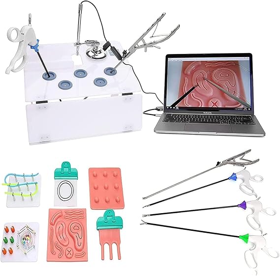 Chirurgia Laparoscopica Trainer Simulator Set Laparoscopia Includes 0° Camera with Light Source & 4 Formazione Strumenti & 8 Modules di Addestramento per Didattica e Esercitazioni