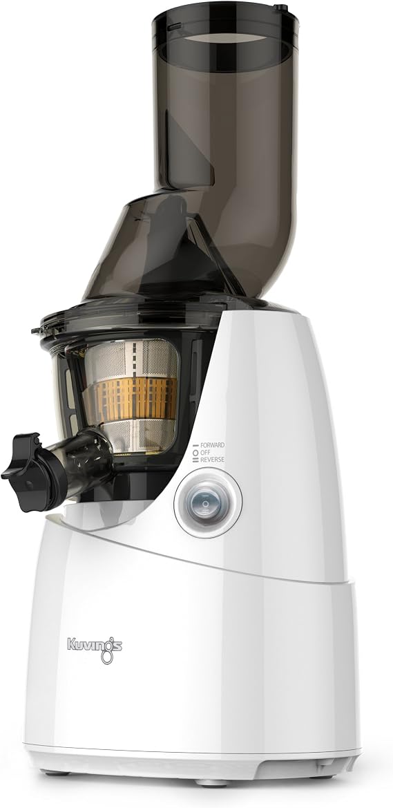 Kuvings Whole Slow Juicer White B6000W with Sortbet Maker, Cleaning Tool Set, Smart Cap and Recipe Book 9" X 8.2" X 17.6"