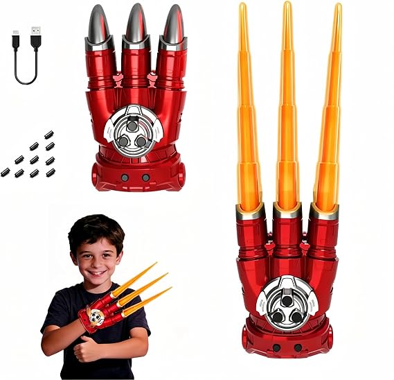 Cyberpunk Neon Wolf Claw | 8-Color LED & Rotating Spark | Motion-Activated Sounds & Extendable Blade