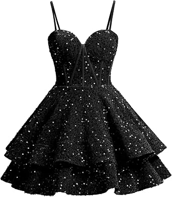 Xijun Sequin Homecoming Dresses Short Tiered Teens Sparkly HOCO Dress 2025 Prom Party Cocktail Gowns