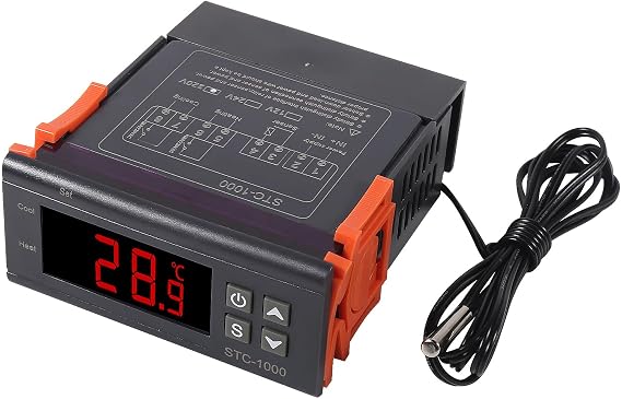 STC-1000 Digital Temperature Controller AC 10A 110V-220V Digital LED Temperature Controller Heating Cooling Centigrade Thermostat 2 Relays Output with NTC Sensor Probe 1pcs