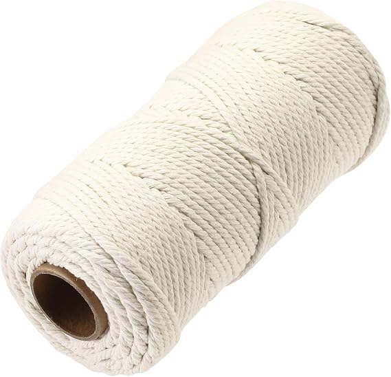Macrame Cord 4mm x 100m Premium Cotton Macrame Rope, 4 Strand Twisted Soft Cotton Cord for Macrame Art, Cotton String Without Chemicals(Beige)
