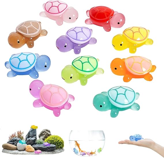 Mini Resin Turtles, 10 Pcs Glow In The Dark Sea Animals Toys for Kids