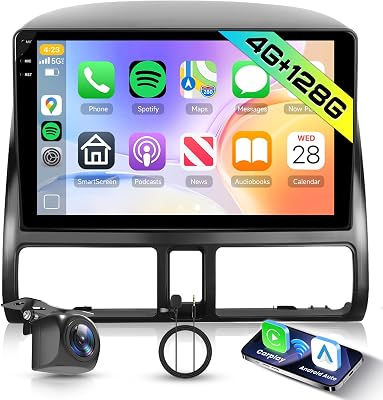 Hodozzy Radio 4G128G for Honda CRV 2002-2006 with Wireless Carplay Wireless Android Auto, 9 Inch Incell Touch Screen Double Din Car Stereo with GPS Navigation Bluetooth DSP, WiFi, FM RDS, Camera