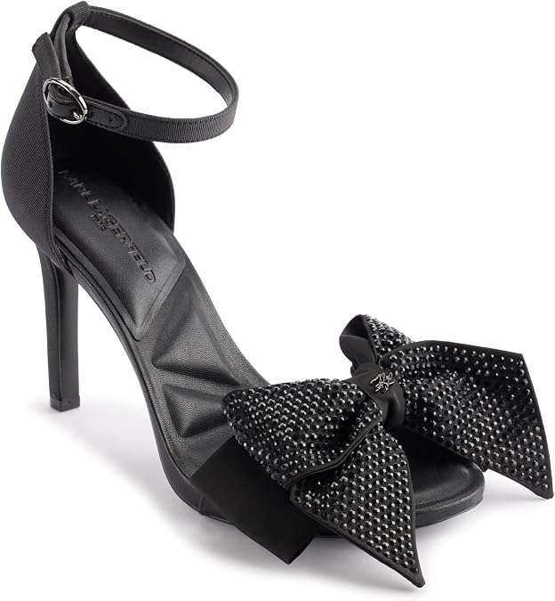 KARL LAGERFELD Women's Kenz Bow Evening Ankle Strap Heeled Sandals