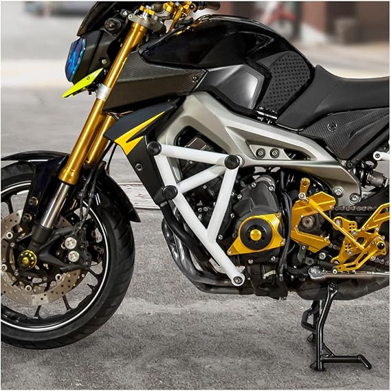 Motorcycle Crash Bar for Ya-maha MT-09 FZ-09 MT09 FZ09 XSR900 Tracer 900 MT FZ 09 2014 2015 2016, Steel Highway Bars Engine Guard Bumper Side Frame Falling Protector Fuel Tank Protection (White)