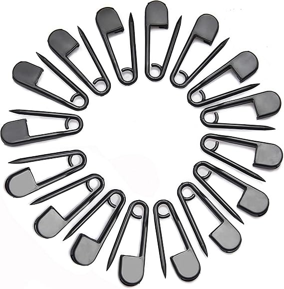 100PCS Black Plastic Safety Pins 1" Clothing Tag Pins Bead Needle Pins Trimming Fastening Safety Locking DIY Home Accessories for Personal Adornment