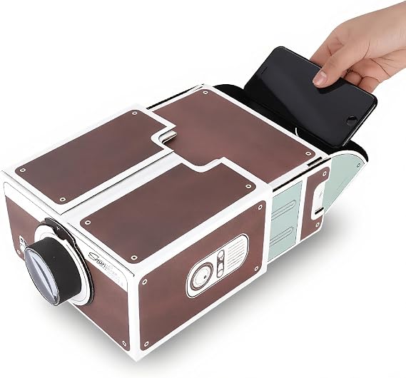 DIY Cardboard Smartphone Projector,ASHATA Second-generation Mini DIY Home Portable Smart Mobile Phone Projector Home Cinema,Home Theater Phone Screen Magnifier Providing 8x Image Magnification