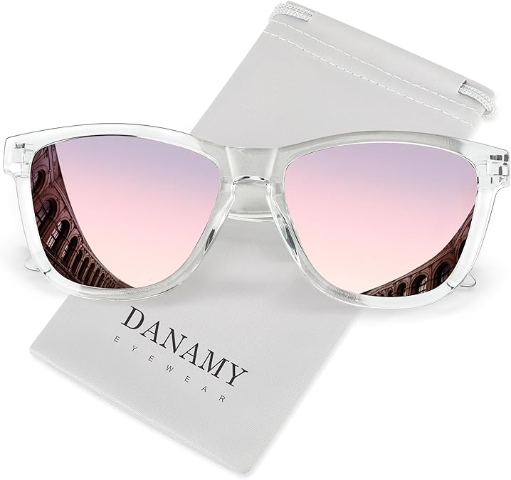 DANAMY Sunglasses Womens Polarized Sunglasses for Women Trendy Designer Mirrored UV Protection Sun Glasses