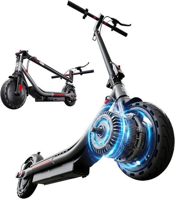 Electric Scooter for Adults, 500W Peak Motor, 20 MPH Folding E Scooter with Long Range Battery, 8.5" Solid Tires, Front Suspension, APP Control, Dual Braking & LED Lights