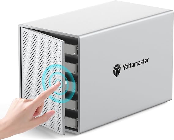 Yottamaster 5 Bay External Hard Drive Enclosure with Cooling Fan for 2.5/3.5" SATA HDD/SSD, Direct Attached Storage, Aluminum USB 3.1 Type-C HDD Enclosure Up to 110TB(5x22TB) - PS500C3