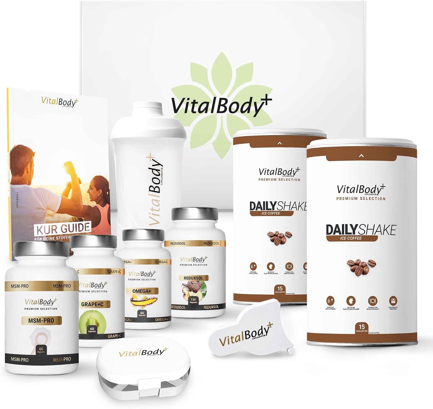 VitalBody+ 30 Day Metabolic Treatment Premium HCG Diet Meal Replacement Shake MSM OPC Omega-3 & Saturation Capsules VIP Coaching (9-Piece Set)