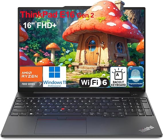 Lenovo ThinkPad E16 G2 16" FHD+ Business Laptop Computer, AMD Octa-Core Ryzen 7 7735HS (Beat i7-1355U), 8GB DDR5 RAM, 512GB PCIe SSD, WiFi6E, Backlit KB, Fingerprint Reader, Windows 11 Pro