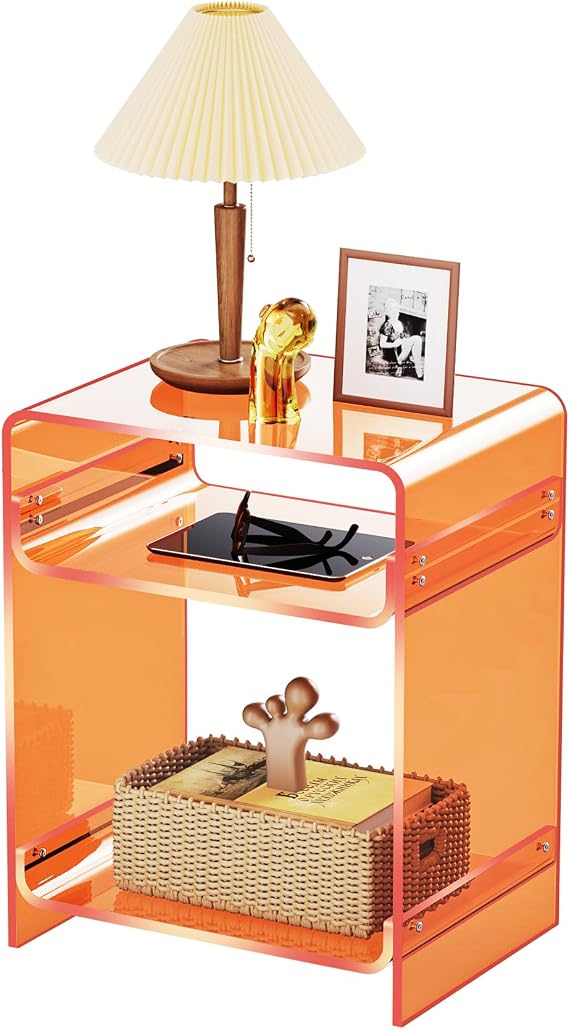 Acrylic Side Table, 40 x 30 x 50 cm, Orange