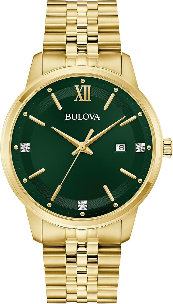 Bulova Men's Dress Classic Diamond Watch, 3-Hand Date Quartz Watch, Stainless Steel Bracelet, 41mm