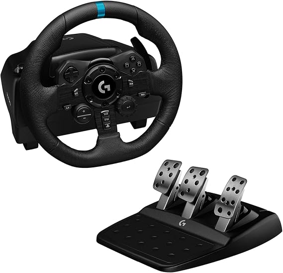 Logitech G G923 Driving Force Yarış Direksiyonu, Aşamalı Fren Pedalı, Alüminyum, Çelik ve Deri Yapı, PS3/PS4/PS5/PC ile Uyumlu, Trueforce Teknolojisi, Aşamalı Fren Pedalı, Siyah