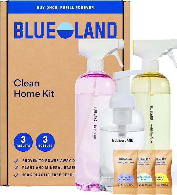 BLUELAND Clean Home Kit, 3 Bottle with 3 Refill Tablets