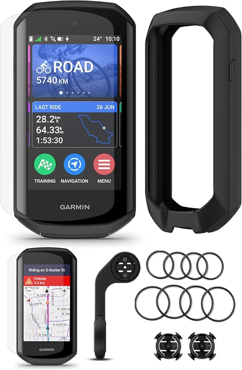 Garmin Edge 1050 Cycling GPS Computer PlayBetter Black Silicone Case Bundle