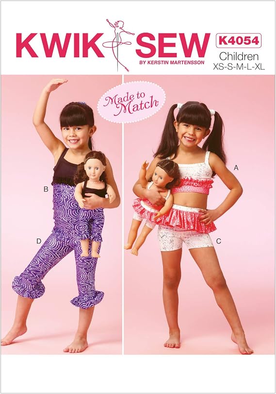 KWIK-SEW PATTERNS K4054 Girls'/Dolls' Tops, Shorts and Leggings