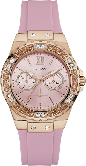 Guess Women's Stainless Steel + Stain Resistant Silicone Watch