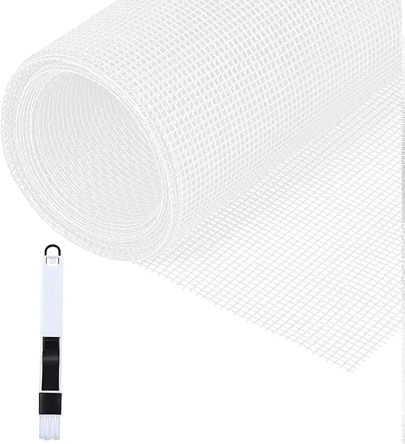 Fillis Fly Screens Windows, 150x300cm Window Screen Mesh Fiberglass Insect Mesh Fly Mosquito Net with Cleaning Brush Replacement Screen to Keep Bugs Out, White