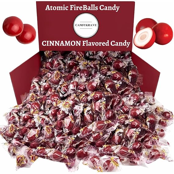 CandyKrave Atomic Fireballs Candy in Bulk - 4 LB Cinnamon Flavored Fire Balls Hard Candy - Jawbreakers Candy Individually Wrapped