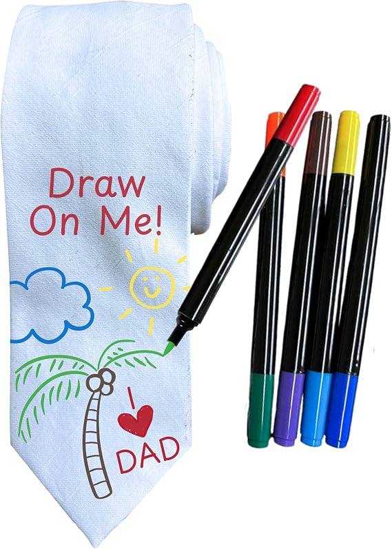 Otis & Oliver Design a Tie DIY Color your own Blank Necktie with included Fabric Markers- Great for Father's Day, Birthday