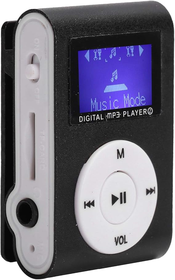 Portable Mini MP3 Music Player, 0.8inch LCD Screen Sports Back Clip MP3 Player Support Memory Card, Mini Digital Music Player for Adult Student(Black)
