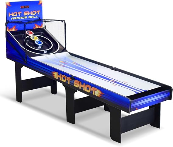 Hathaway Hot Shot 8 Ft Arcade Roll and Score Game Table for Home Family Game Room - With LED Scoring, Foldable Design, Automatic Ball Return & Scratch-Resistant Playfield - Blue Finish
