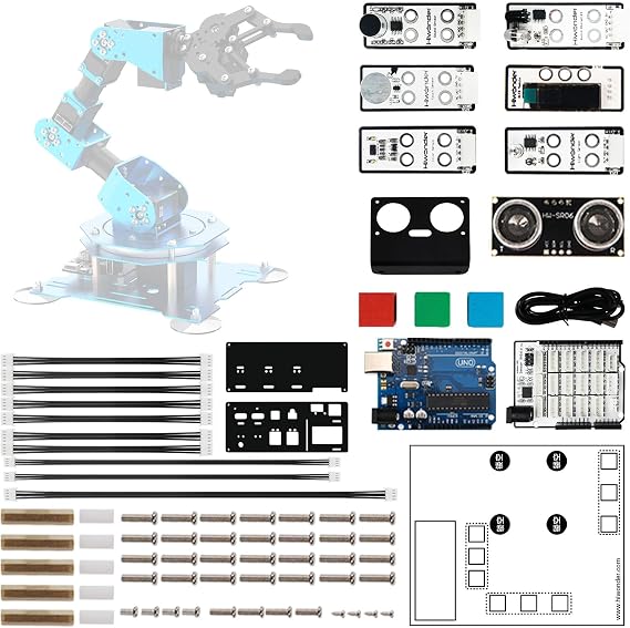 UNO R3 & Expansion Sensor Kits for Arduino Secondary Development, xArm 1S Upgrade Programming Open Source Code Online Tutorials, Compatible for Arduino IDE (Not Included xArm 1S Robotic)