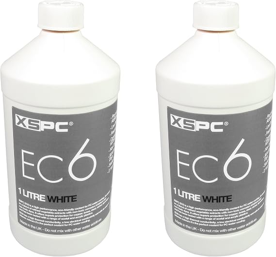 XSPC EC6 High Performance Premix PC Coolant, Opaque, 1000 mL, White, 2-Pack