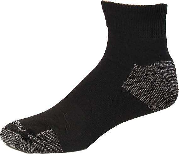 MediPeds NanoGLIDE Non-Binding Quarter Crew Socks, X-Large Mens 12-15, Black w/White, 4 Pair