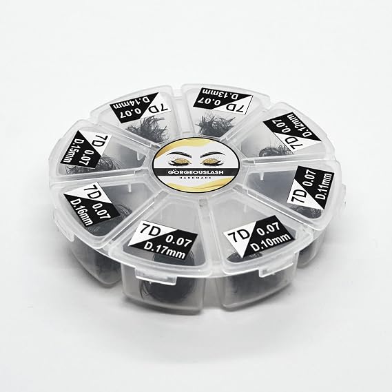 1200 Fans, Mixed 8D, 7D, 6D, 5D, 4D, 3D, Curl D or C Lashes, 0.07mm Diameter. Ready to ship.Handmade and Gorgeously-Crafted! (7D Mix, D Curl)