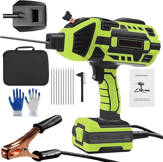 Portable Welding Machine Handheld 110 V, 3-in-1/Rust Removal/Cutting/Welding, Portable Arc Welder Gun, 6 Adjustable Current Settings for DIY, Repairs, Metal Fabrication, Automotive (Green)