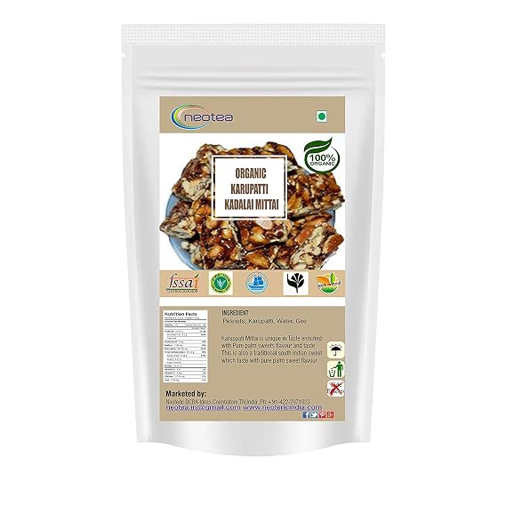 Neotea Organic Karuppatti Kadalai Mittai | Peanut Candy, 200 Grams