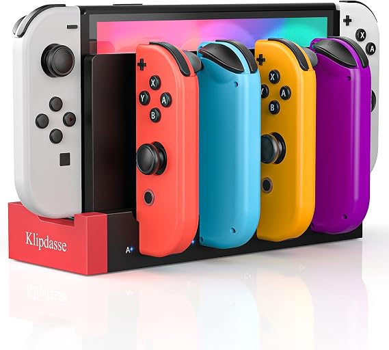 Charging Dock for Nintendo Switch JoyCon, Support 1-4pcs Joy Con | Charger Stand Station with Individual LED Indicator for Nintendo Switch Game Joy-Con