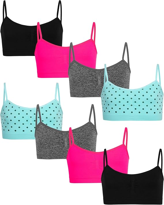 Girls Training Bras 8 Pack Adjustable Seamless Cami