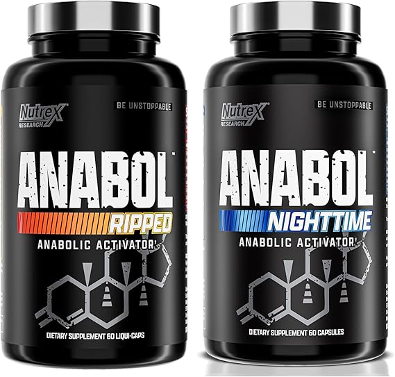 Nutrex Research Anabol Ripped & Nighttime PM Muscle Builder and Shredding Combo