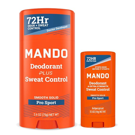 Mando Antiperspirant Deodorant For Men - Stick & Mini Bundle - Pro Sport