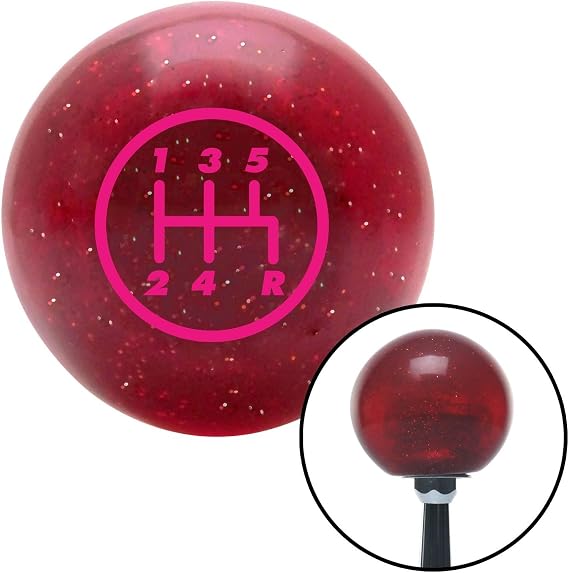 American Shifter 46624 Red Metal Flake Shift Knob with 16mm x 1.5 Insert (Pink 5 Speed Shift Pattern - 5RDR)