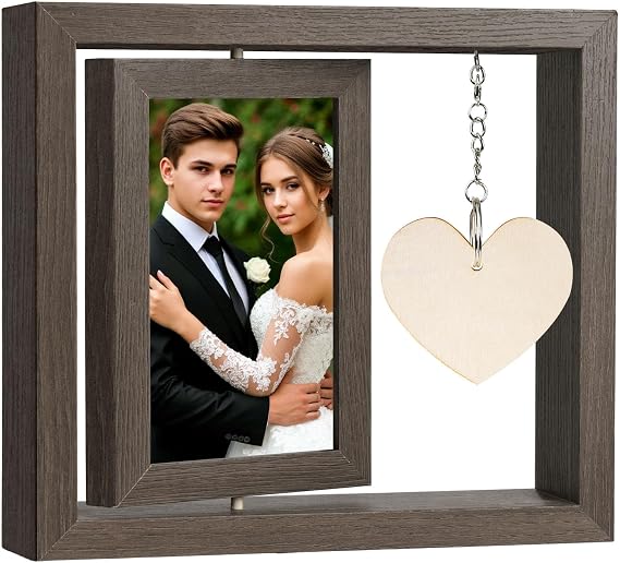 Aolso Picture Frame, 4 * 6 Inch Personalized Picture Frames, Wood Rotating Floating Photo Frame,DIY Gifts for Families, Friend, Pets